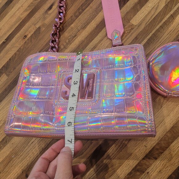 Steve Madden Blima Viral Pink Holographic Iridescent Crossbody Bag & Coin Pouch - Picture 5 of 16